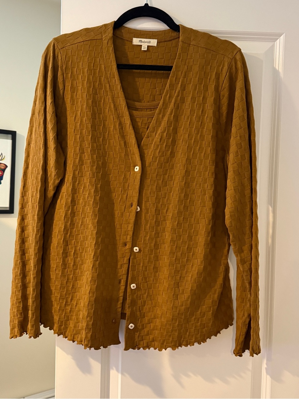 Madewell Mustard Button-Front Textured Women's Sweater